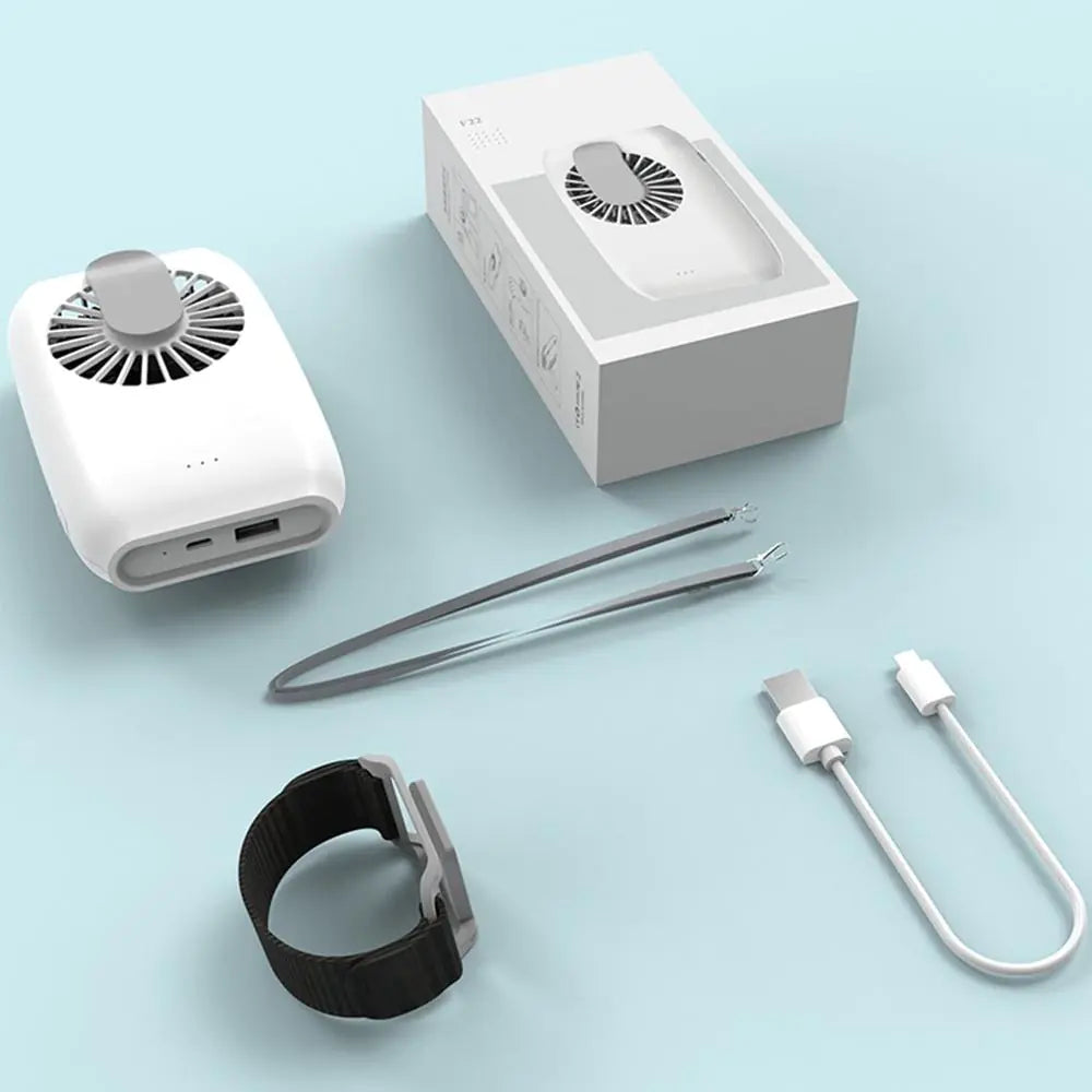 USB Rechargeable Neck Fan - Mini Silent Handheld Fan