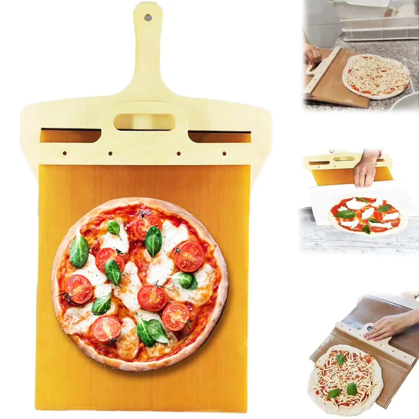 Kitchen Gadgets Sliding Pizza Shovel Non Stick Pizza Smooth Cutting Board Storage