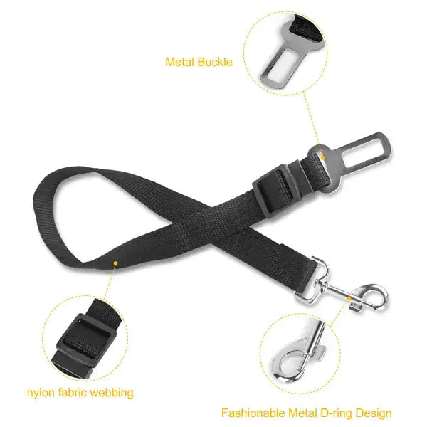 2Pcs Adjustable Pet Seat Belt Harness – Dog & Cat Safety Leash for Car Travel, Universal Fit with Swivel Clip