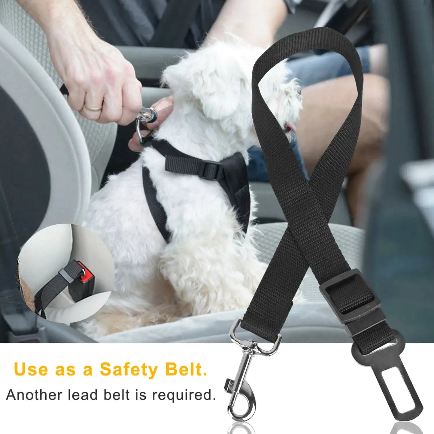 2Pcs Adjustable Pet Seat Belt Harness – Dog & Cat Safety Leash for Car Travel, Universal Fit with Swivel Clip
